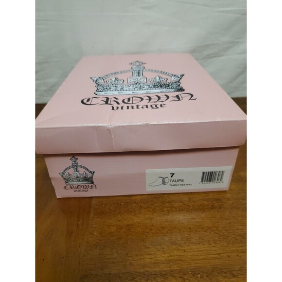 Crown Vintage Tammy Taupe Beige Fringe Suede Bootie Boots Shoes Size 7 - Picture 2 of 8